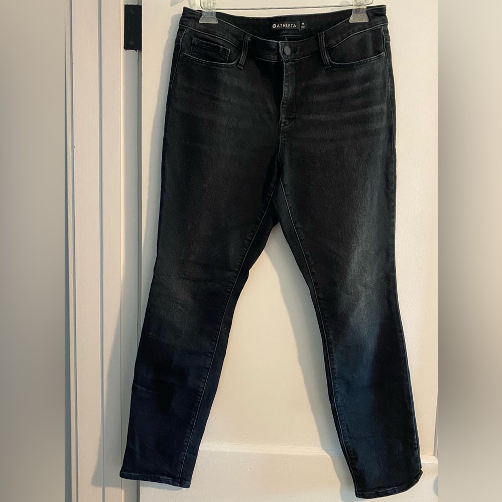 Athleta Sculptek Skinny Slim Jeans Dark Wash Black Size 10